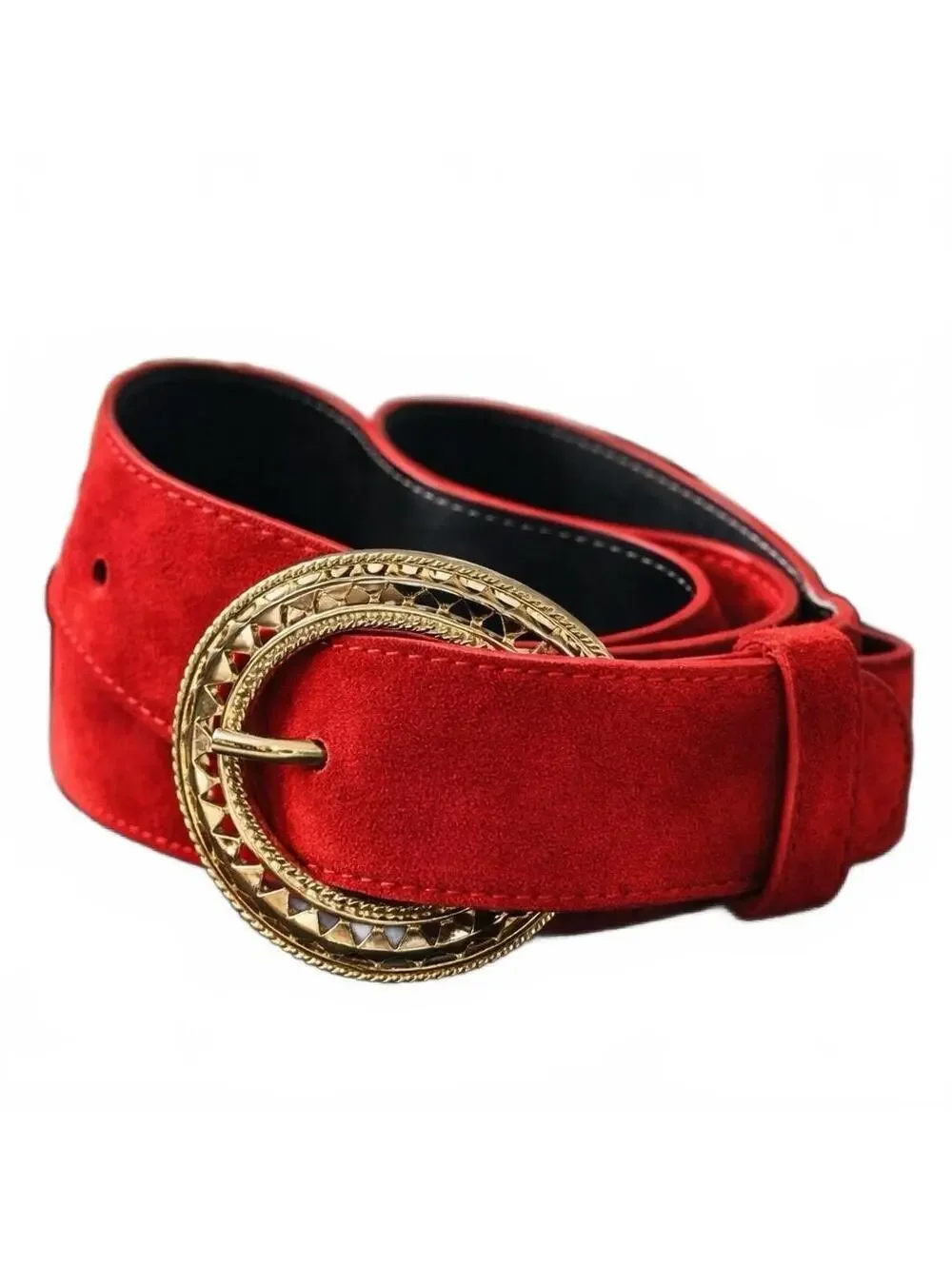 Vintage Liz Claiborne Red Suede Belt Gold Buckle 80s Medium Classic